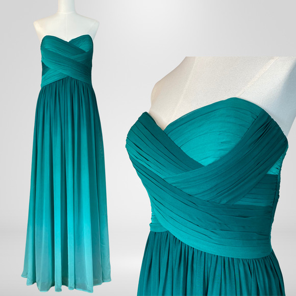 Y2K La Femme Womens Ombre Mermaid Maxi Dress Size 14 Chiffon Fairy Tinkerbell - Picture 1 of 16